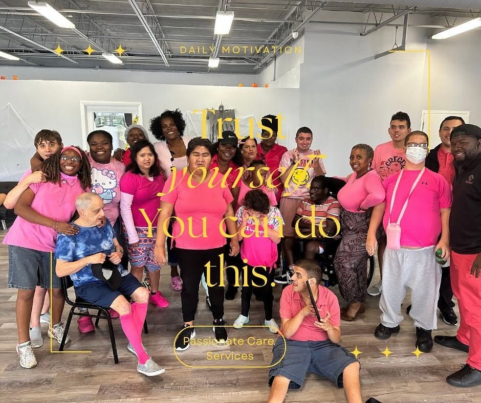 Daily motivation with Passionate Care participants and staff